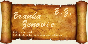 Branka Zenović vizit kartica